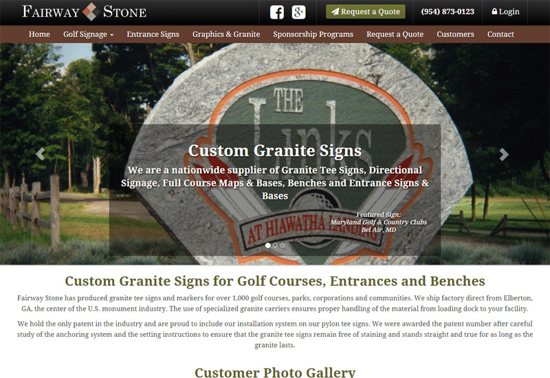 Fairway Stone | Granite Signs for Golf Courses, Entrances, Tee Signs, Benches and more